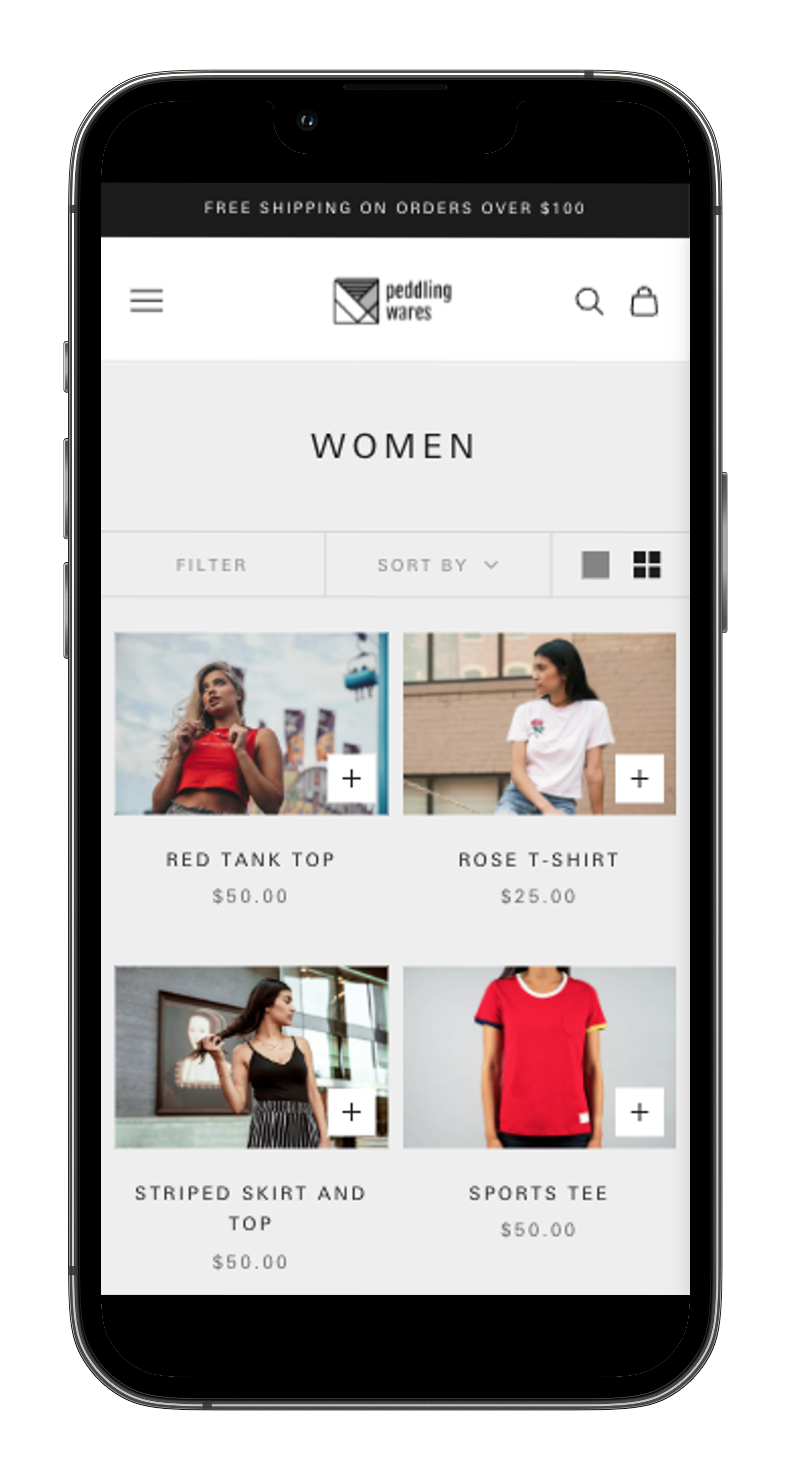 Peddling Wares Women's Collection iPhone Mockup