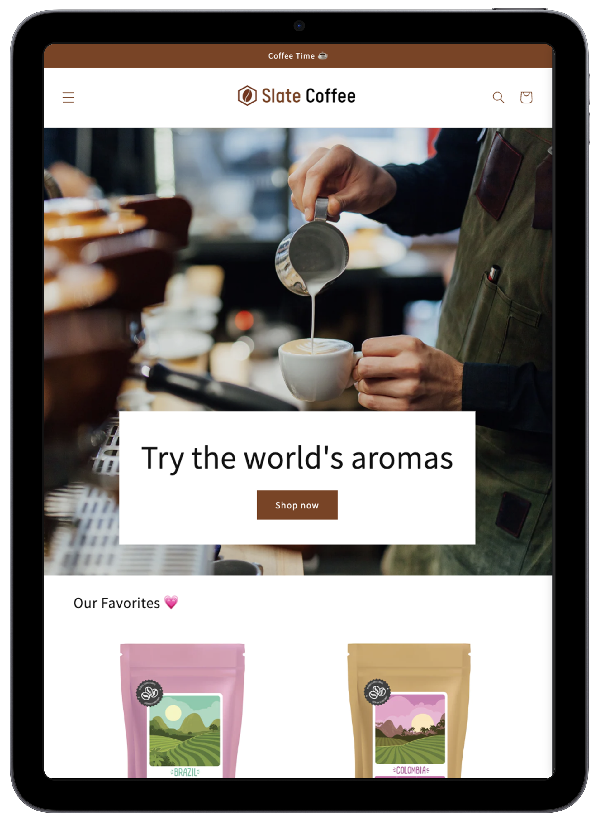 Slate Coffee Homepage iPad Mockup